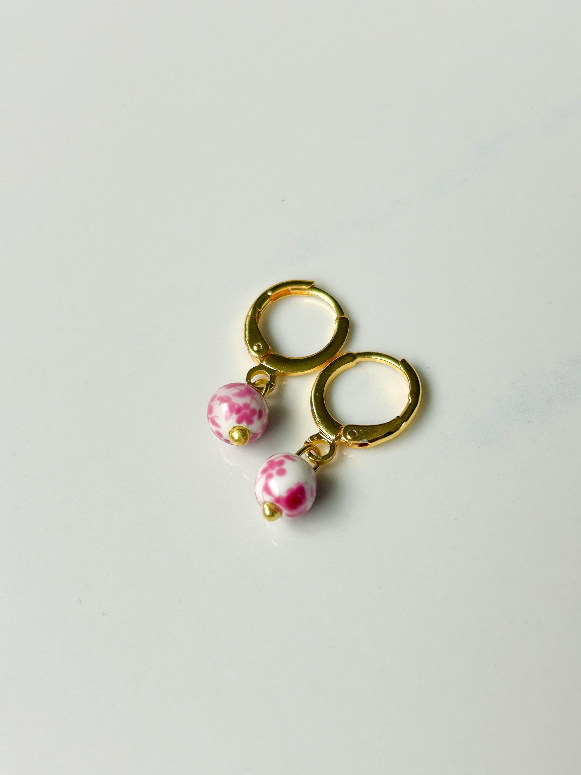 Mini Pink Ceramic Hoops - Megan Wilson Jewelry